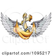 Clipart Gold Winged Anchor Royalty Free Vector Illustration