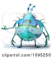 Clipart 3d Chubby Blue Monster Presenting Royalty Free CGI Illustration by Julos