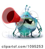 Clipart 3d Chubby Blue Monster Using A Megaphone 1 Royalty Free CGI Illustration