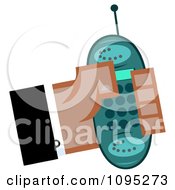 Poster, Art Print Of Black Hand Holding A Turquoise Cell Phone