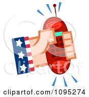 Poster, Art Print Of Caucasian American Hand Holding A Ringing Red Cell Phone