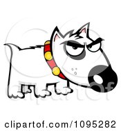 Clipart Mean White Bull Terrier Dog Royalty Free Vector Illustration by Hit Toon