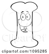 Clipart Black And White Happy Bone Royalty Free Vector Illustration