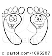 Clipart Two Black And White Happy Feet Royalty Free Vector Illustration