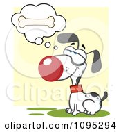Poster, Art Print Of Dalmatian Doggy Sitting And Daydreaming Of Bones