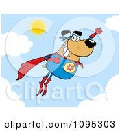 Flying Super Dog Flashing A Smile In The Sky