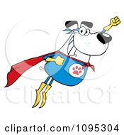 Poster, Art Print Of Flying White Super Dog Flashing A Smile