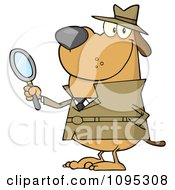 Smiling Detective Dog Holding A Magnifying Glass