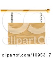 3d Blank Wooden Sign Suspended From A Gold Rod