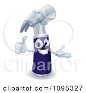 Clipart Happy 3d Blue Handled Hammer Character Holding A Thumb Up Royalty Free Vector Illustration