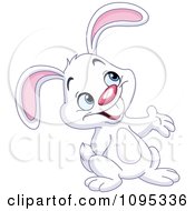Clipart Cute White Bunny Rabbit Presenting Royalty Free Vector Illustration