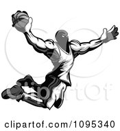 Poster, Art Print Of Strong Grayscale Basketball Player Catching Air To Dunk A Basketball