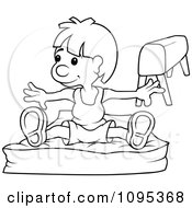 Poster, Art Print Of Outlined Gymnast Boy On A Pad