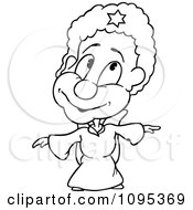 Clipart Outlined Angel Pointing Royalty Free Vector Illustration