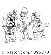 Clipart Outlined Bandits Standing Together Royalty Free Vector Illustration