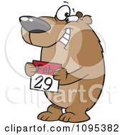Cartoon Leap Day Bear Holding A February 29th Calendar