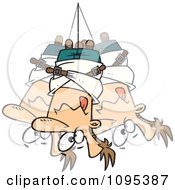 Cartoon Man Hanging Upside Down In A Straitjacket
