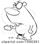 Poster, Art Print Of Black And White Outline Cartoon Angry Bear Eating A Heart