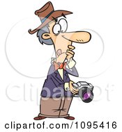 Cartoon Photographer Chimping A Glance On His Camera Display