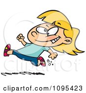 Clipart Cartoon Little Girl Running Royalty Free Vector Illustration by toonaday