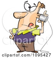 Poster, Art Print Of Cartoon Low Tech Man Using A Can Phone