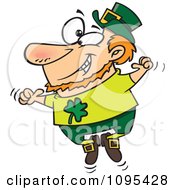 Cartoon St Patricks Leprechaun Jumping Up And Down