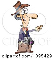 Cartoon Male Photographer Pointing And Instructing