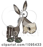 Clipart Cartoon Donkey Pinned With Tails On His Side Royalty Free Vector Illustration