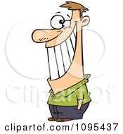 Clipart Cartoon Man Giving The Biggest Smile Royalty Free Vector Illustration