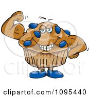 Poster, Art Print Of Strong Protein Blueberry Stud Muffin Flexing Its Muscles