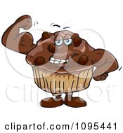 Poster, Art Print Of Strong Protein Chocolate Stud Muffin Flexing Its Muscles