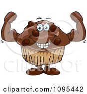 Poster, Art Print Of Strong Protein Chocolate Stud Muffin Flexing Its Bicep Muscles