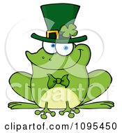 Clipart St Patricks Day Frog Wearing A Shamrock Hat Royalty Free Vector Illustration by Hit Toon