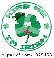 Clipart Kiss Me Im Irish Circle With A Smiling St Patricks Day Shamrock Royalty Free Vector Illustration