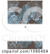 Poster, Art Print Of Distressed Blue And Brown Damask Invitate With Copyspace