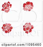 Poster, Art Print Of Four Red Flowers And White Copyspace Invitations