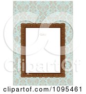 Clipart Ornate Frame With Swirls And White Copyspace Over Blue Floral Royalty Free Vector Illustration