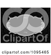 Clipart Gray Frame Over A Dark Damask Pattern Royalty Free Vector Illustration