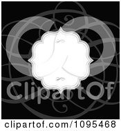 Clipart White Frame And Gray Swirl On Black Wedding Invitation Design Royalty Free Vector Illustration