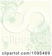 Pastel Green And Beige Damask Background With Copyspace