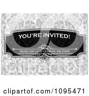 Poster, Art Print Of Youre Invited Please Join Us To Celebrate This Event Frame With Copyspace Over Gray Floral