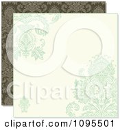 Poster, Art Print Of Pastel Green And Beige Damask Background With Copyspace Over Green Damask