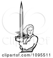 Poster, Art Print Of Strong Male Warrior Holding A Sword