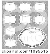 Poster, Art Print Of Blank White Frames Over Gray Damask 1