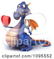Clipart 3d Purple Dragon Holding Out A Heart 2 Royalty Free CGI Illustration