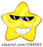 Clipart Happy Yellow Star Wearing Shades Royalty Free Vector Illustration by Hit Toon