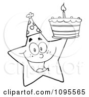 Poster, Art Print Of Outlined Star Holding Up A Birthday Cake