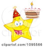 Poster, Art Print Of Yellow Star Holding Up A Birthday Cake