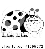 Clipart Happy Black And White Ladybug Smiling Royalty Free Vector Illustration by Hit Toon