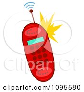 Clipart Ringing Red Cell Phone Royalty Free Vector Illustration by Hit Toon
